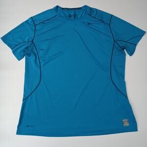 Nike Pro Combat Shirt Men's 2XL Blue Dri-Fit Fitted Athletic Training 449787-413